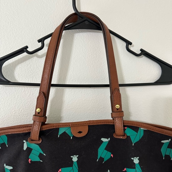 Fossil Origami Llama Print Canvas Shoulder Bag/ Tote - Picture 4 of 11